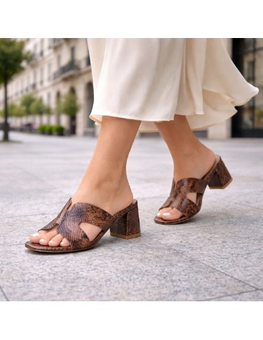 Brown leather women's sandals