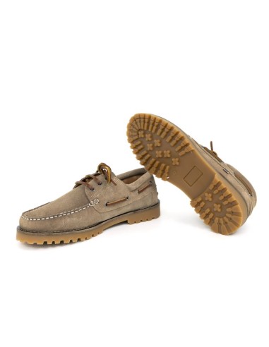 Beige suede boat shoe