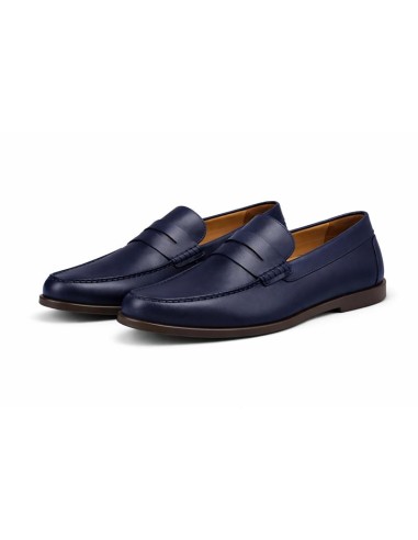 Blue leather moccasin