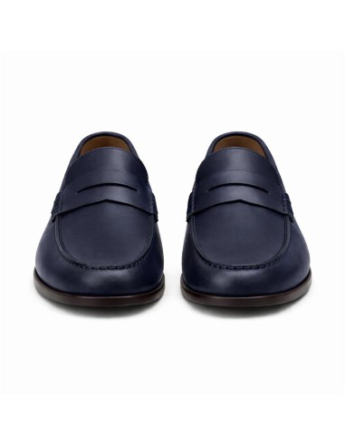 Blue leather moccasin