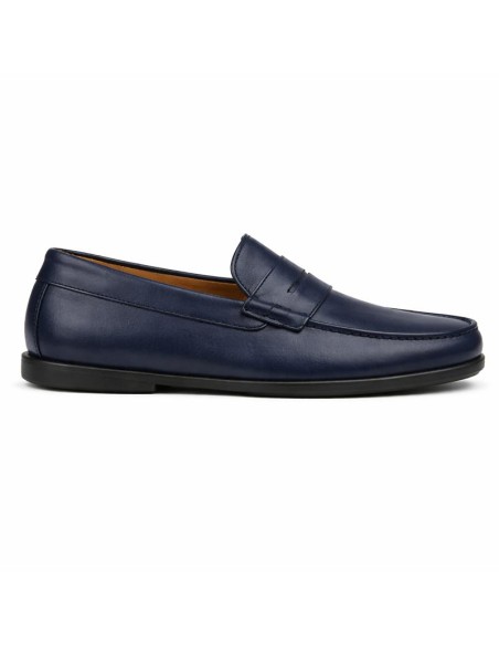 Blue leather moccasin