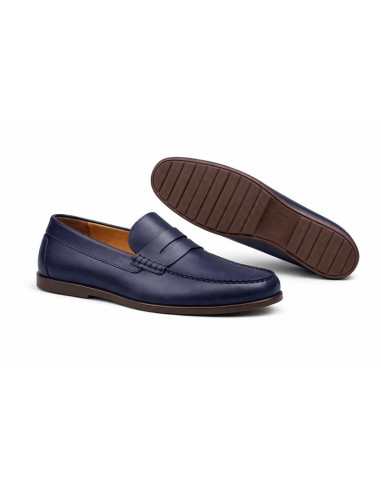 Blue leather moccasin