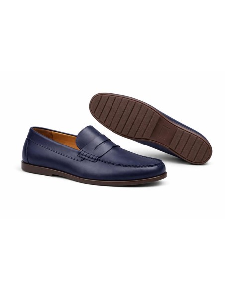 Blue leather moccasin