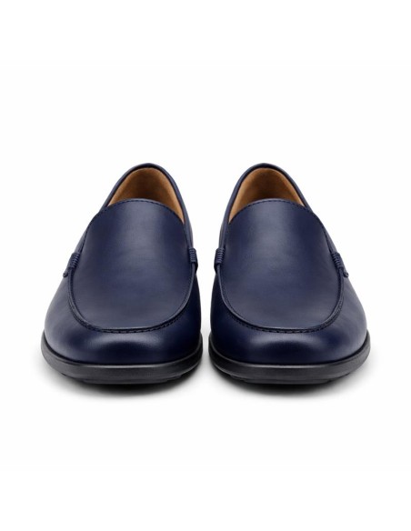 Mocasín de piel de piso antideslizante color azul
