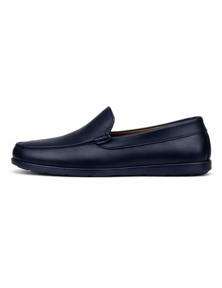 Blue leather moccasin