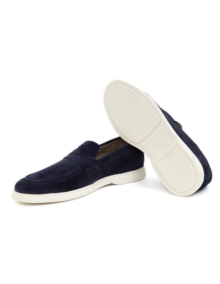 Blue suede moccasin