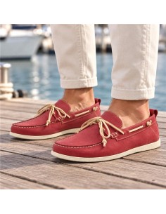 Burgundy suede boat shoe