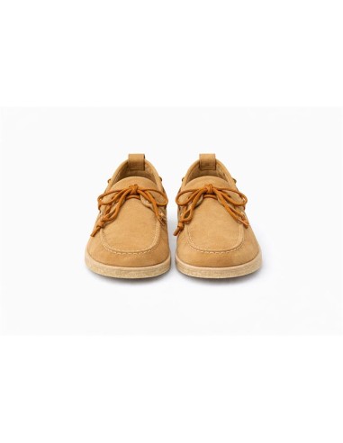 Beige nubuck boat shoe