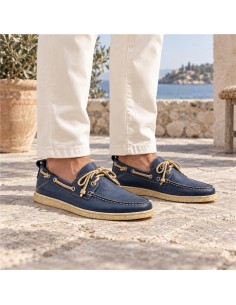 Blue nubuck boat shoe