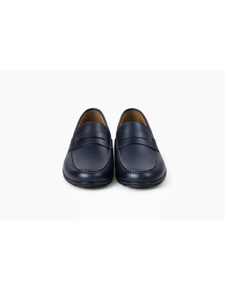 Mocasín de piel con antifaz color azul