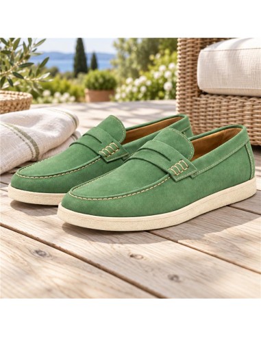 Mocasín de ante con antifaz color verde