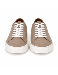 Sneakers de nobuck liso color cuero 2