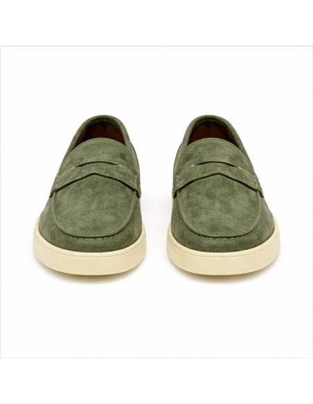 Mocasín de ante con antifaz color verde