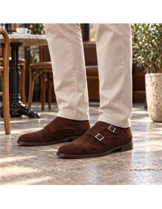 Brown suede monkstrap