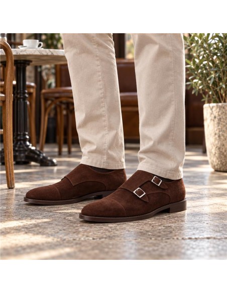 Brown suede monkstrap