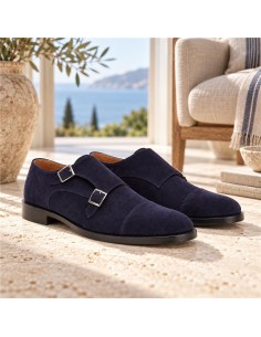 chaussure avec boucle suède bleu SOLVER-NAVY
