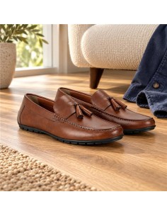 Brown leather moccasin