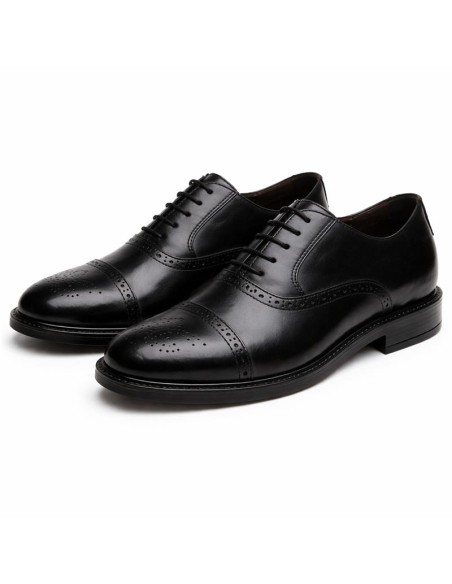 Oxford de piel de costura vuelta color negro