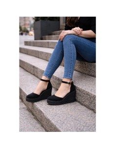Black solid color espadrilles for women