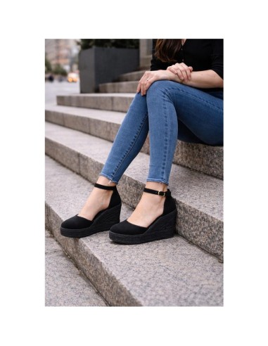 Espadrilles femme lisse le noir W-AMELIA-BLACK