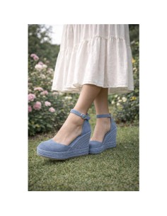Blue solid color espadrilles for women