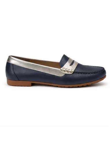 Mocasines de mujer de piel con antifaz color azul