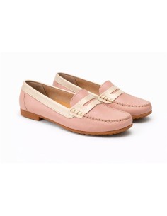 Pink leather women's moccasins 2