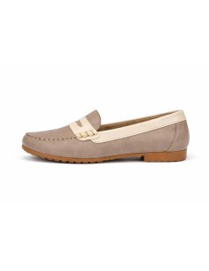 Beige leather women's moccasins 2