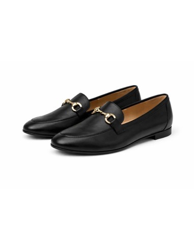 Black leather women's moccasins