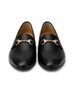 Black leather women's moccasins 2