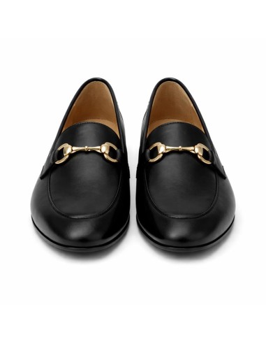 Black leather women's moccasins