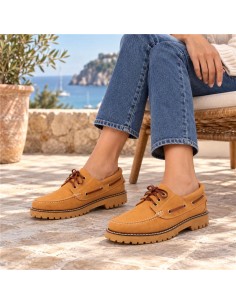 Beige suede Womens boat shoes