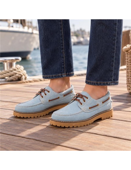 Chaussures bateau femme suède bleu W-NALENA-BLUE