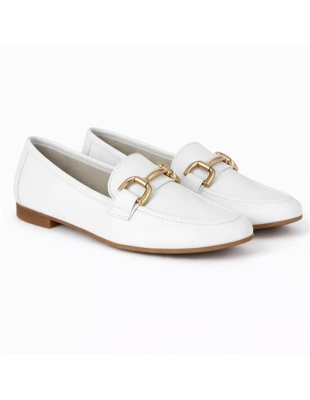 femmes mocassins de peau blanc W-PEMUNA-WHITE
