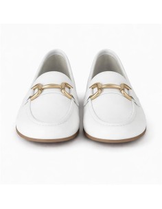 White leather women's moccasins 2