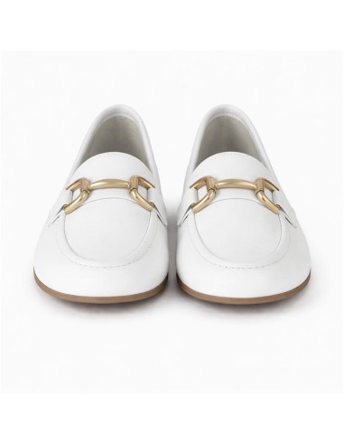 Mocasines de mujer de piel con antifaz color blanco