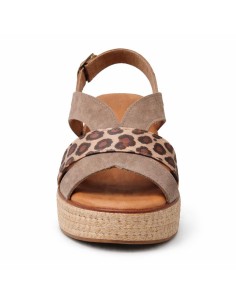 Espadrilles femme de peau gris W-SADORA-TAUPE 2