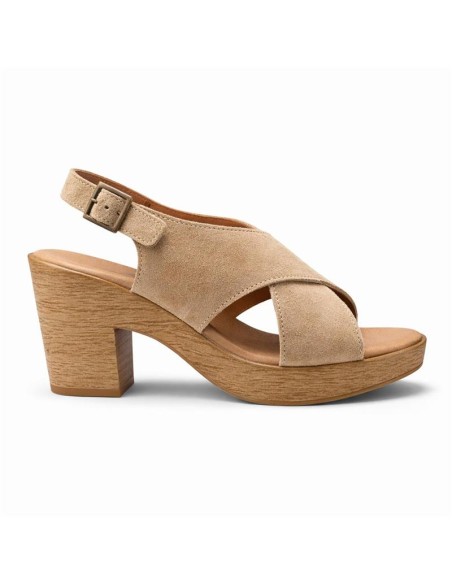 Beige suede women's sandals