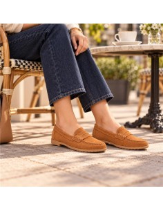 femmes mocassins suède marron W-SANUCA-CAMEL