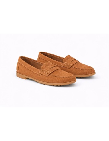 Mocasines de mujer de ante con antifaz color marrón