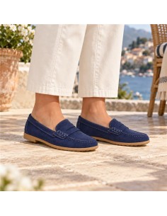 femmes mocassins suède bleu W-SANUCA-NAVY