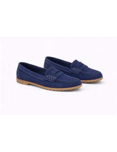 Mocasines de mujer de ante con antifaz color azul 2