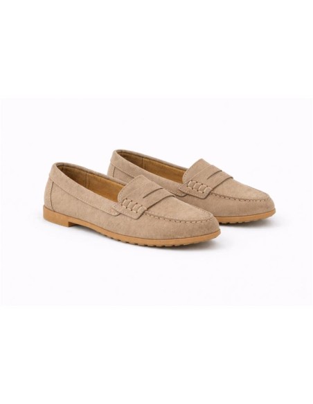 femmes mocassins suède beige W-SANUCA-TAUPE