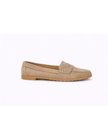 Mocasines de mujer de ante con antifaz color beige