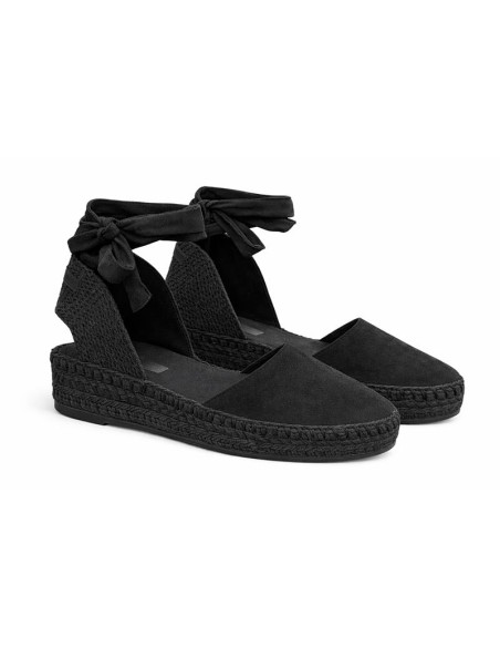 Black solid color espadrilles for women