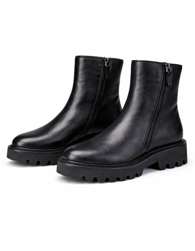 Botines de mujer de piel acabado a mano color negro