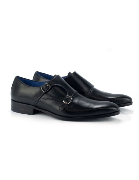 Black leather monkstrap