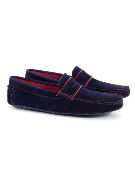 Blue suede moccasin