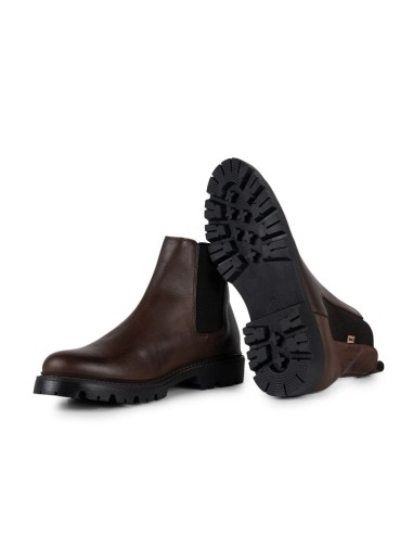 Botines Chelsea de piel con elástico lateral color marrón