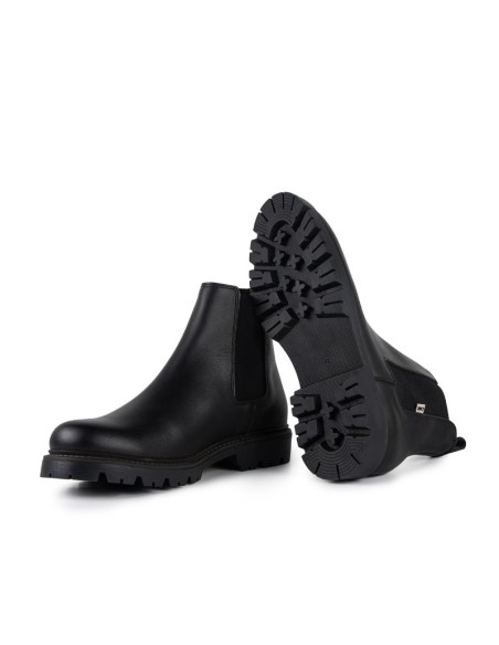 Botines Chelsea de piel con elástico lateral color negro